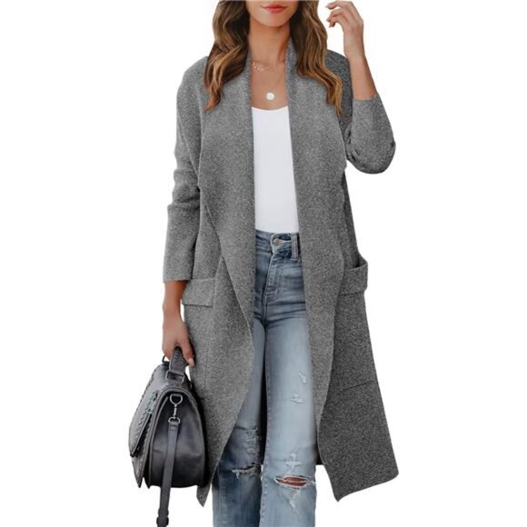 Women's Long Cardigan Sweater 2024 Fall Fashion Casual Oversized Knit Open Front